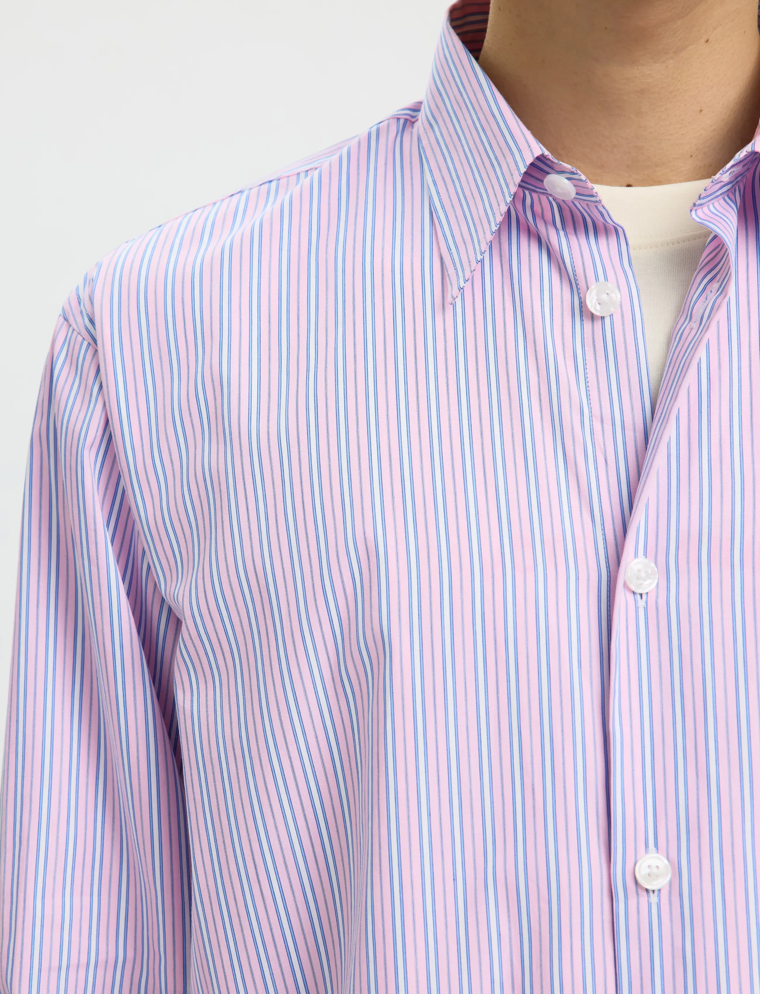 Selected - SLHRLXHOTEL AMOUR EMB LS SHIRT - stribede skjorter - fresh pink - 4