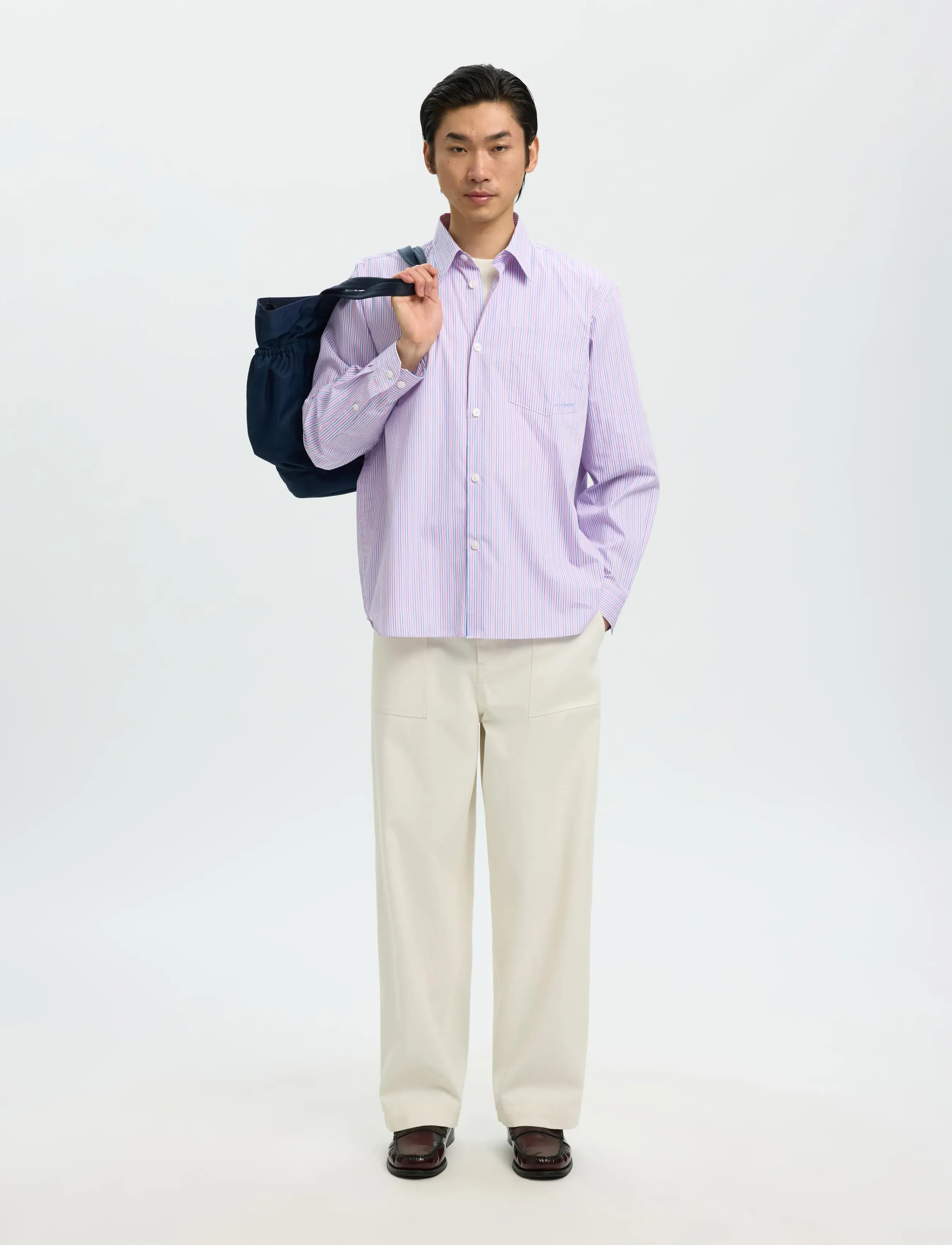 Selected - SLHRLXHOTEL AMOUR EMB LS SHIRT - stribede skjorter - fresh pink - 5