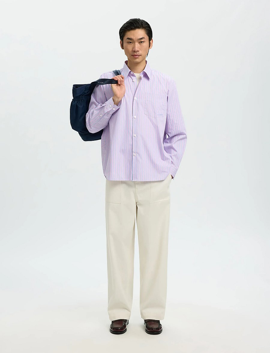 Selected - SLHRLXHOTEL AMOUR EMB LS SHIRT - stribede skjorter - fresh pink - 5