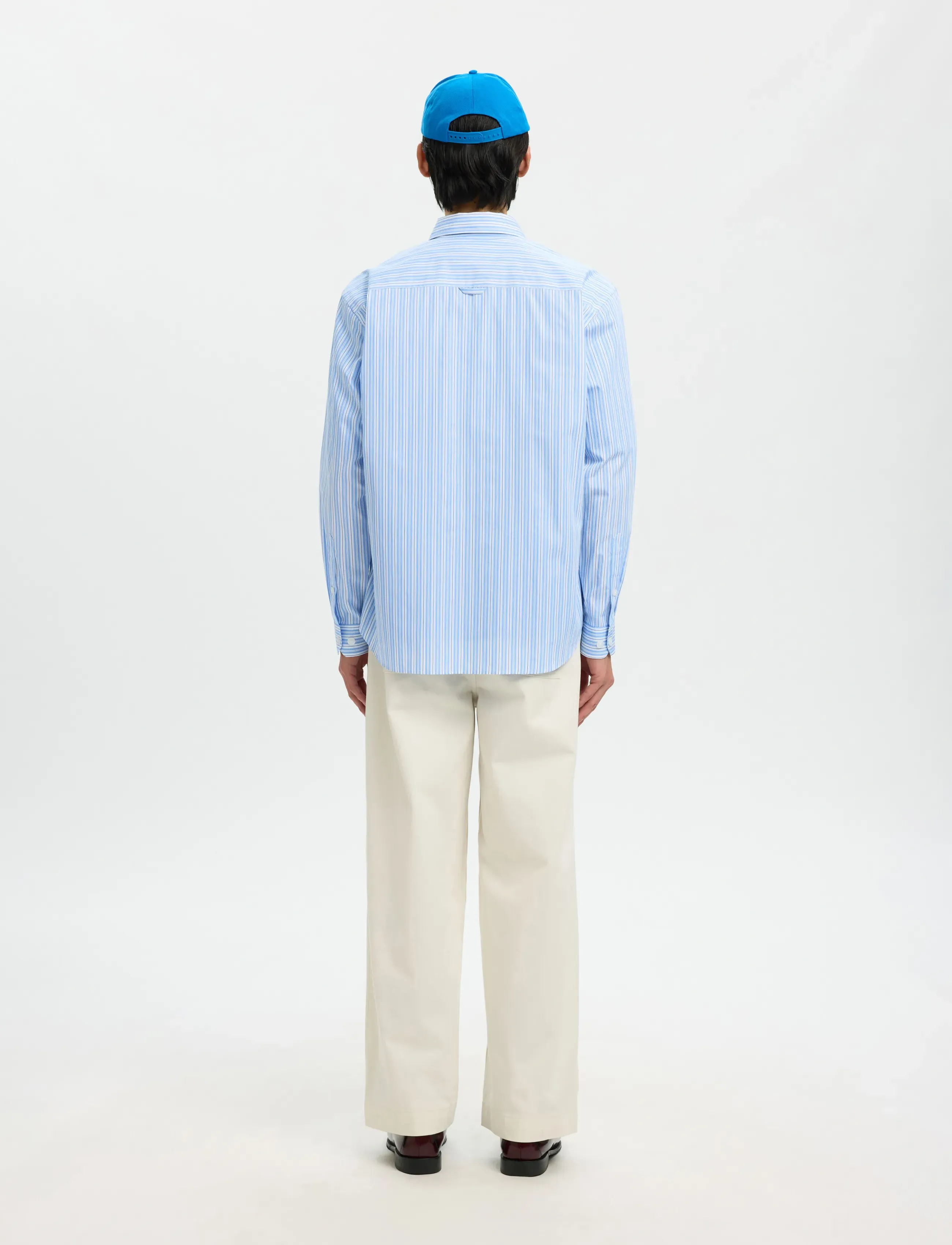 Selected - SLHRLXHOTEL AMOUR EMB LS SHIRT - stribede skjorter - light blue - 2