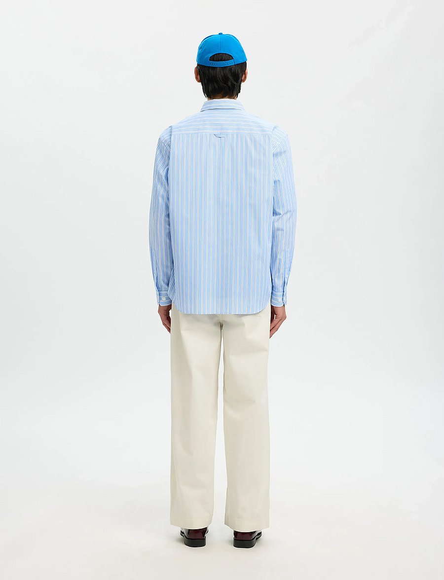Selected - SLHRLXHOTEL AMOUR EMB LS SHIRT - stribede skjorter - light blue - 2