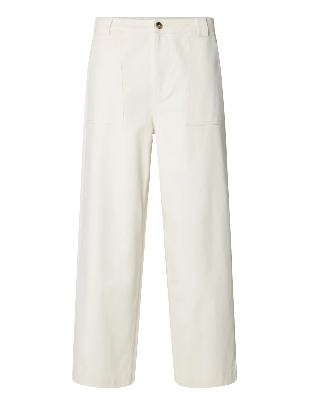 Selected SLH260-WIDE LEG HOTEL AMOUR PANT - Hosen - EGRET / white