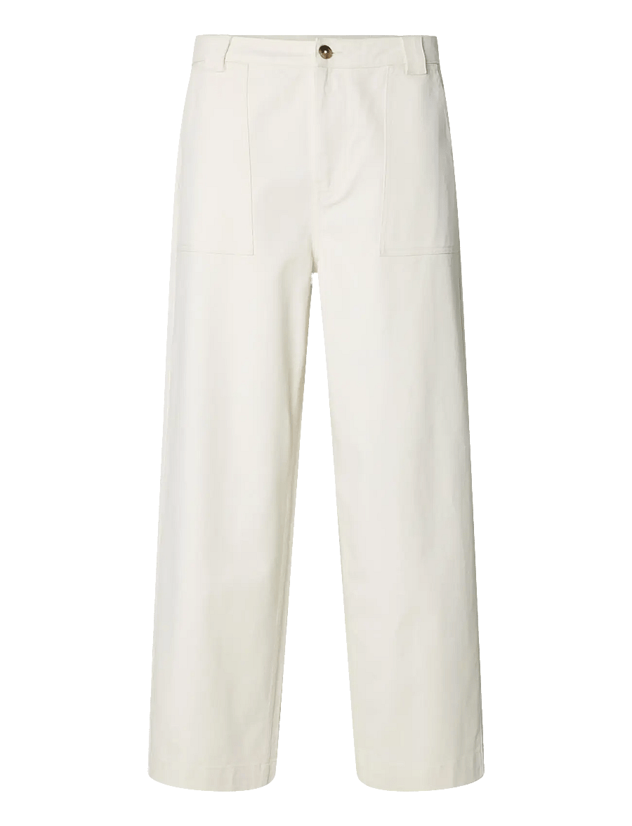 Selected - SLH260-WIDE LEG HOTEL AMOUR PANT - vabaajapüksid - egret - 1