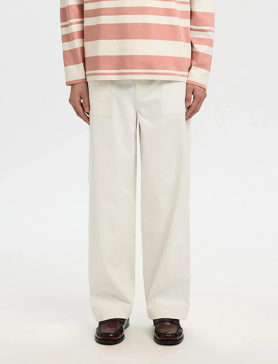 Selected - SLH260-WIDE LEG HOTEL AMOUR PANT - vabaajapüksid - egret - 3