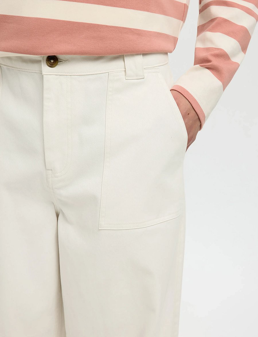 Selected - SLH260-WIDE LEG HOTEL AMOUR PANT - vabaajapüksid - egret - 4