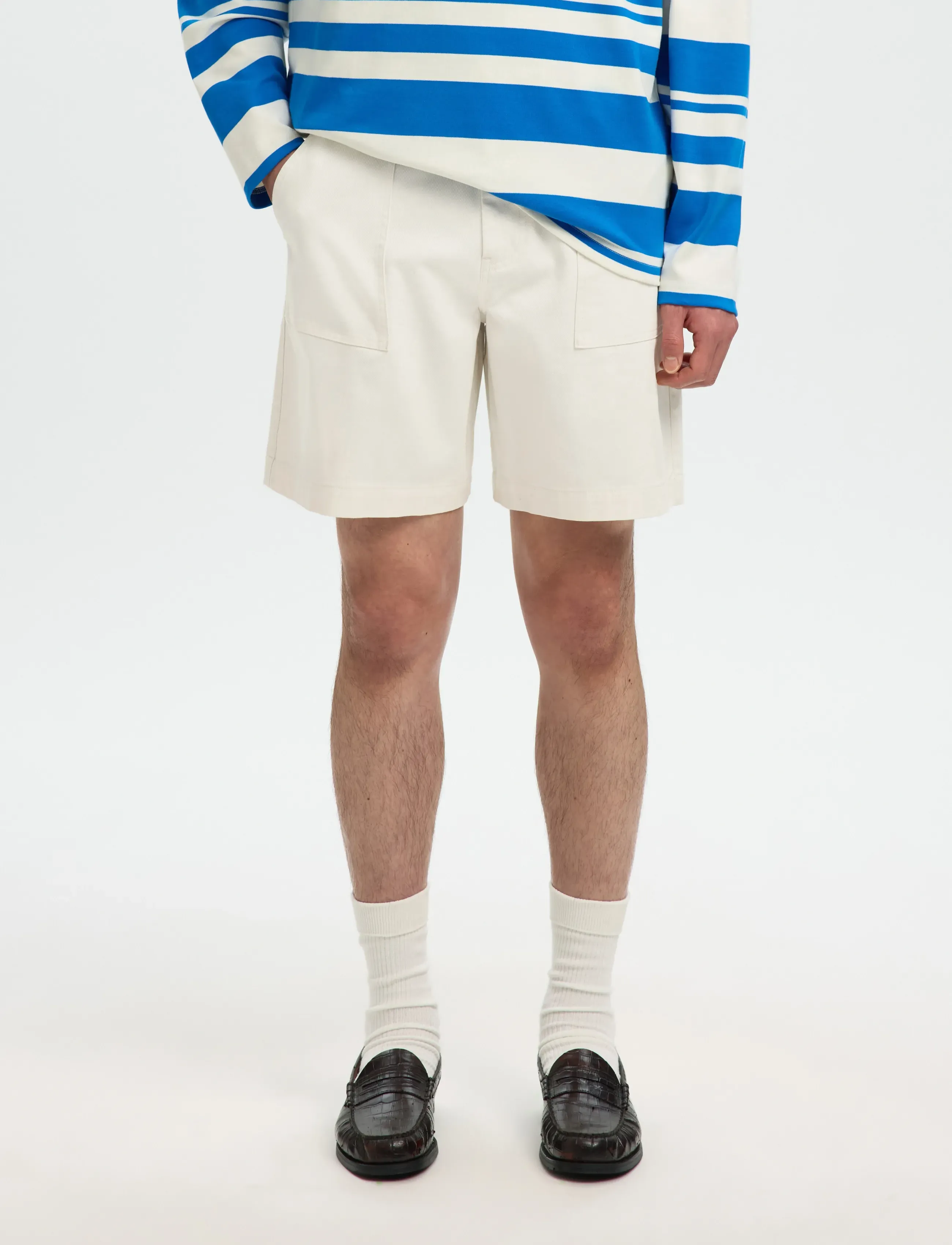 Selected Slhloose-Hotel Amour Shorts, L, Cream, Shorts > Afslappede Shorts, Herre