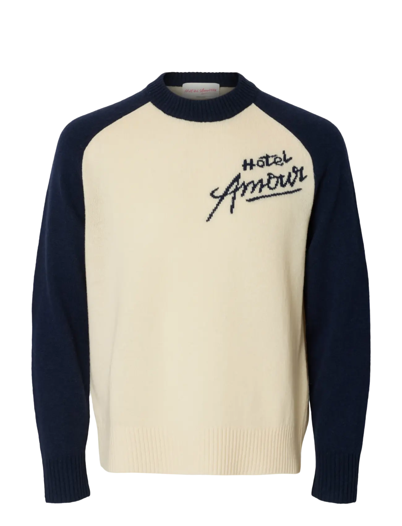 Selected SLHREUBEN HOTEL AMOUR RELAXED CREW NECK - Kläder - SKY CAPTAIN / cream