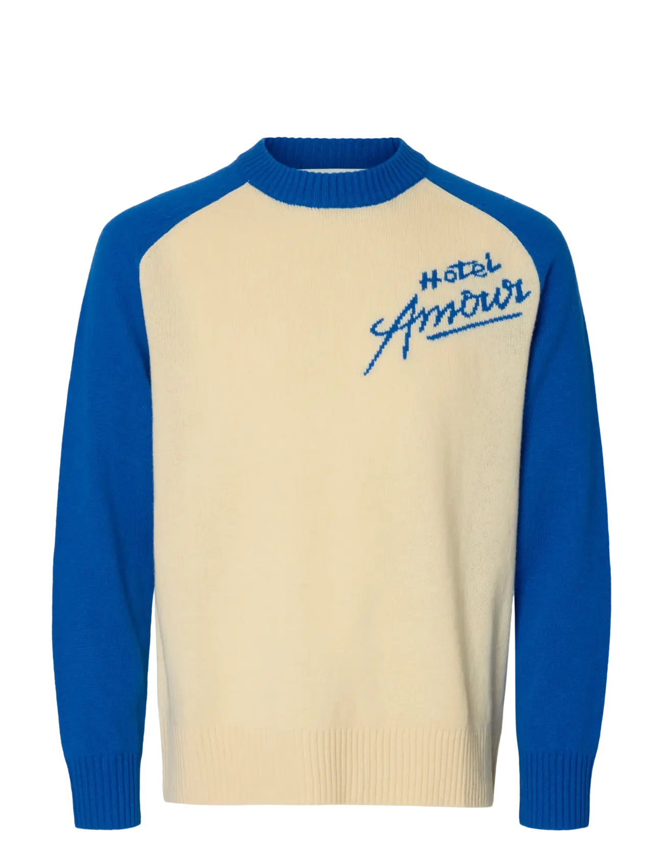 Selected SLHREUBEN HOTEL AMOUR RELAXED CREW NECK - Rundhals - VICTORIA BLUE / cream