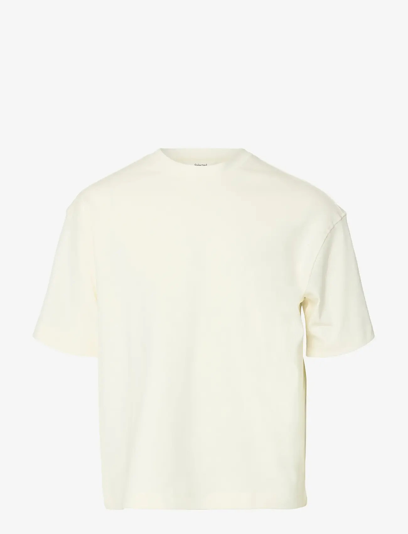 Selected - SLHRELAXASPEN INTERLOCK SS O-NECK TEE - kortärmade t-shirts - egret - 1