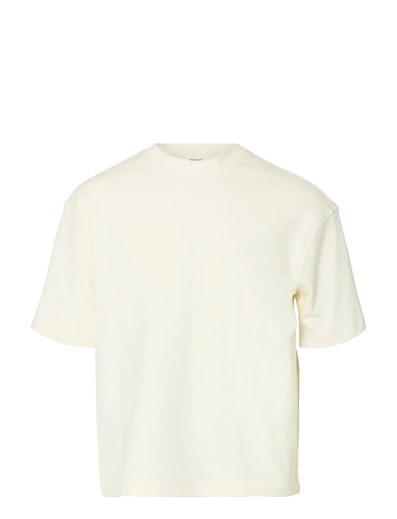 Selected SLHRELAXASPEN INTERLOCK SS O-NECK TEE - Selected - EGRET / cream