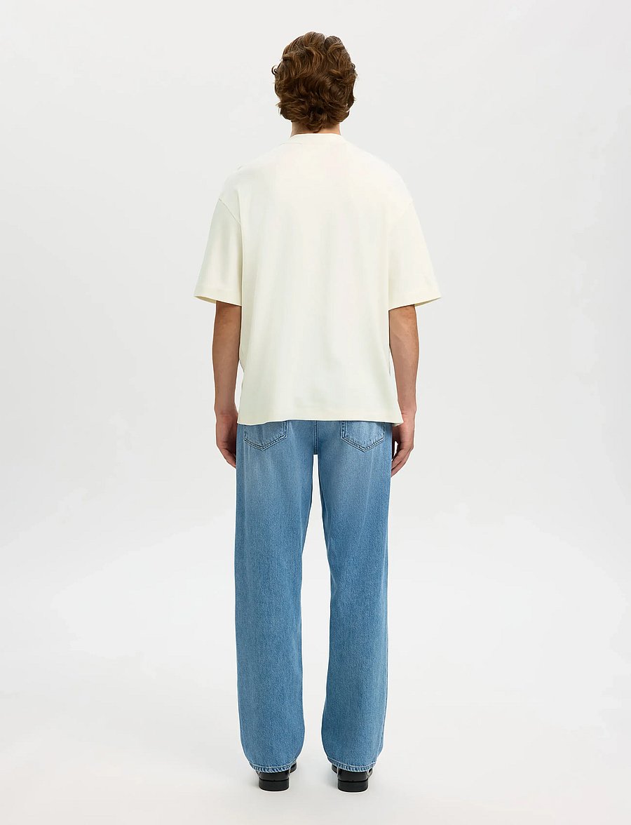 Selected - SLHRELAXASPEN INTERLOCK SS O-NECK TEE - kurzärmelige t-shirts - egret - 2