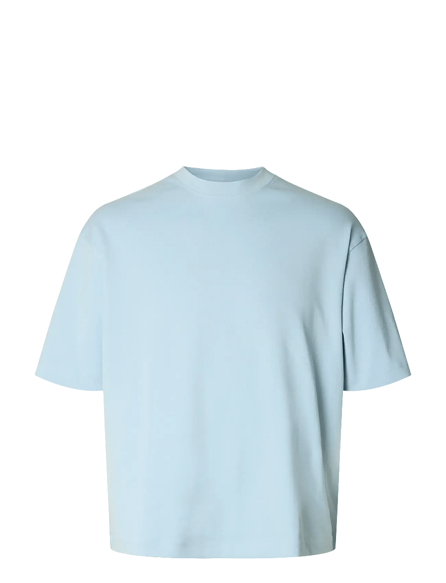 Selected - SLHRELAXASPEN INTERLOCK SS O-NECK TEE - lühikeste varrukatega t-särgid - skyway - 1
