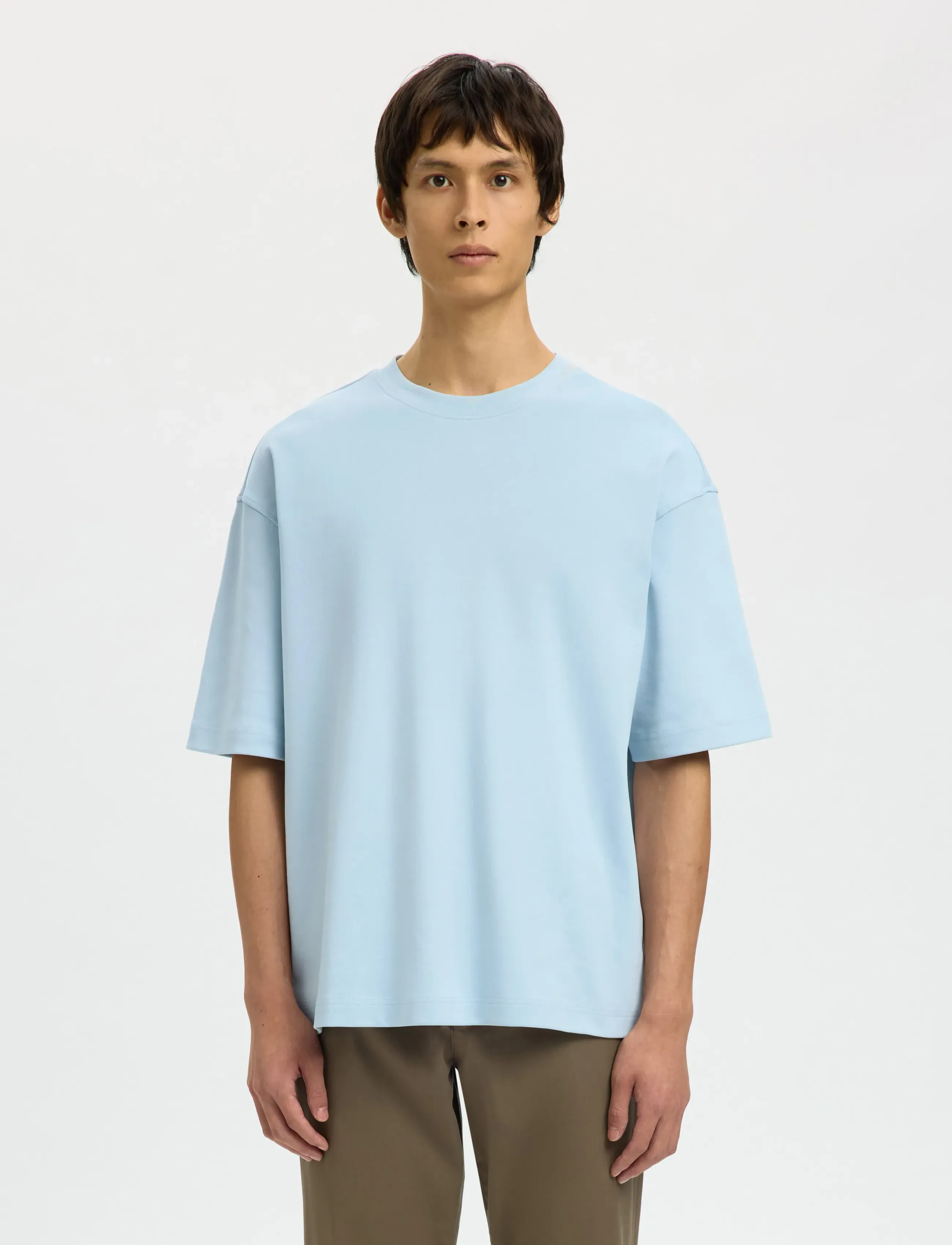 Selected SLHRELAXASPEN INTERLOCK SS O-NECK TEE - Riided - SKYWAY / blue