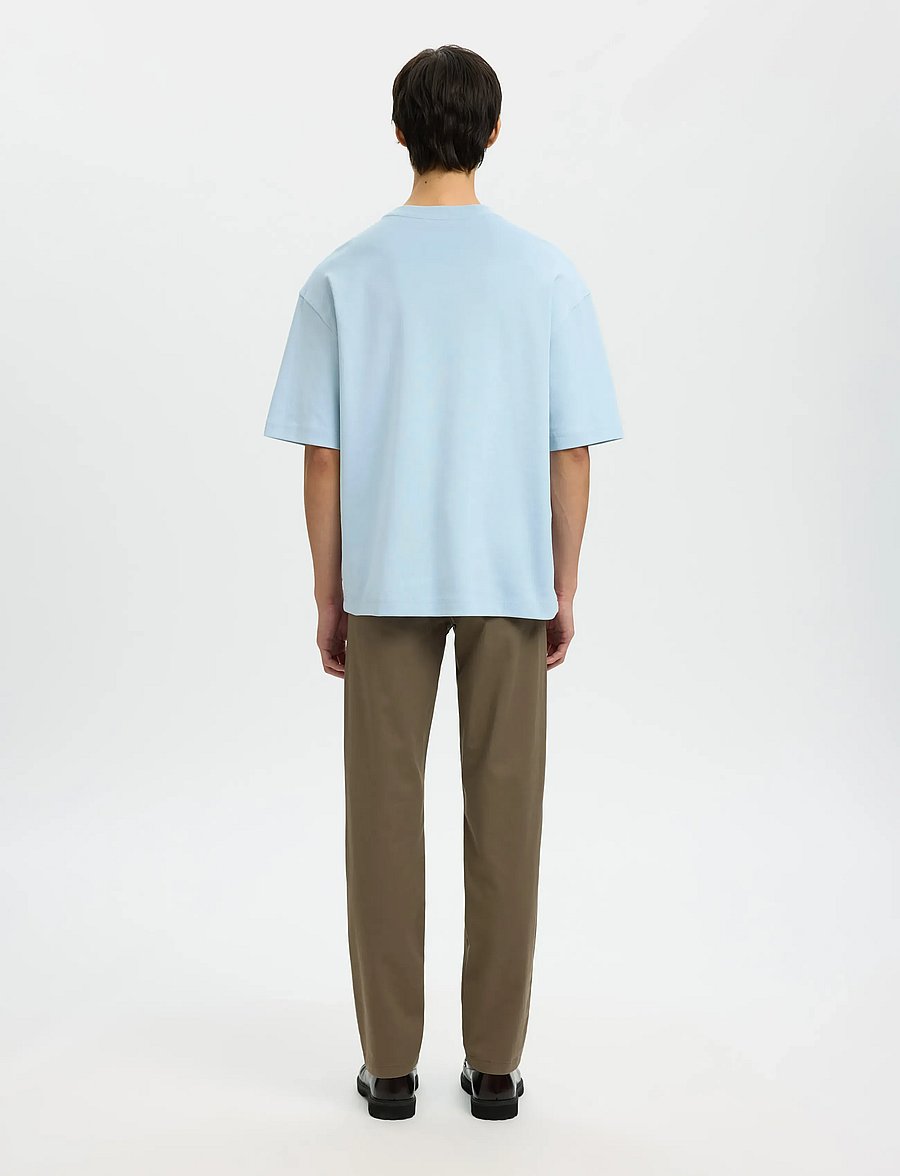 Selected - SLHRELAXASPEN INTERLOCK SS O-NECK TEE - lühikeste varrukatega t-särgid - skyway - 2