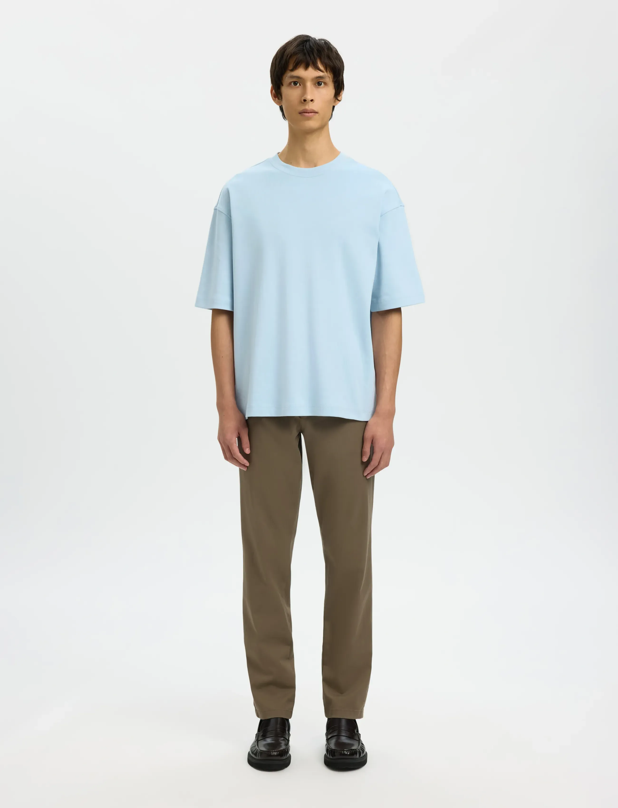 Selected - SLHRELAXASPEN INTERLOCK SS O-NECK TEE - lühikeste varrukatega t-särgid - skyway - 3