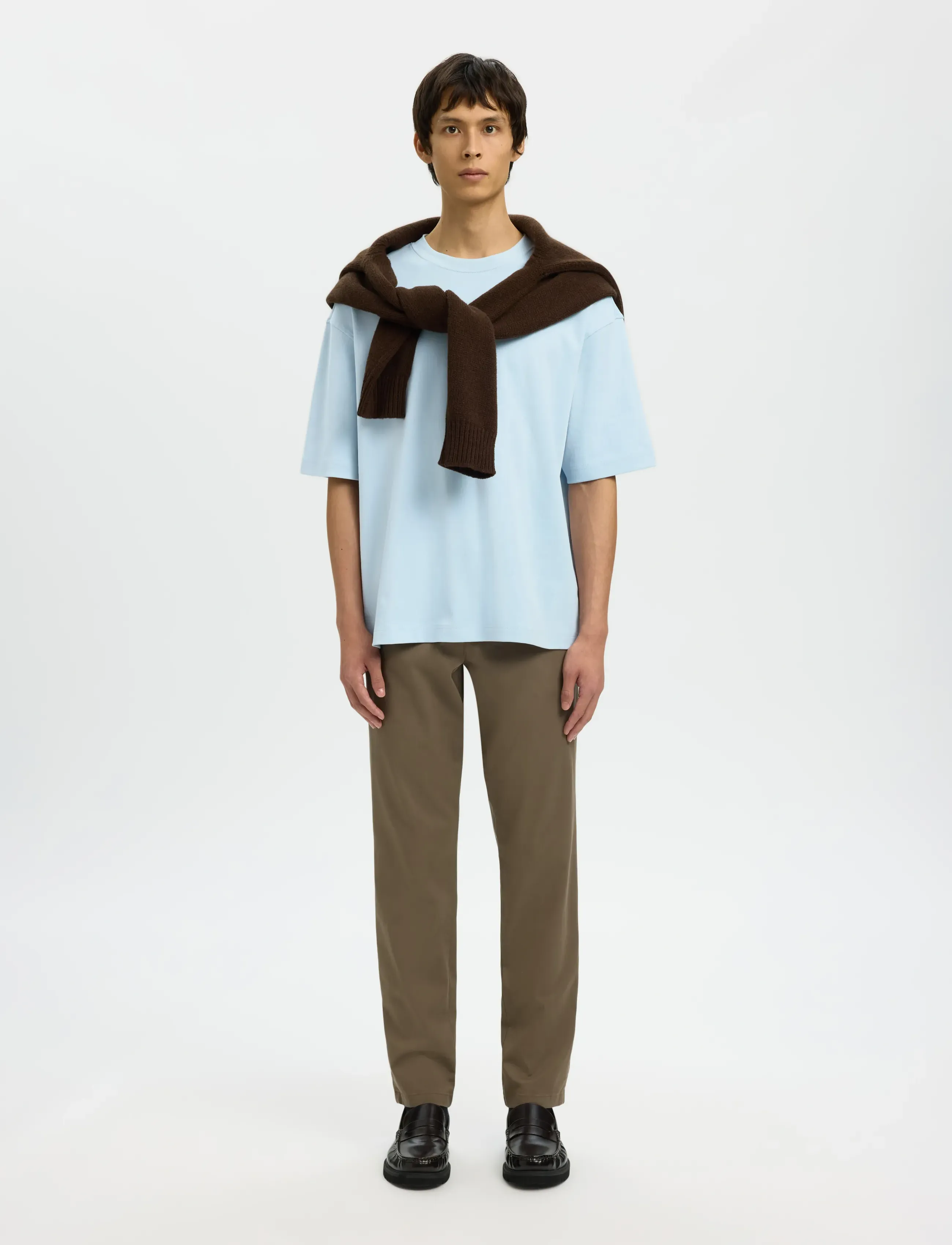 Selected - SLHRELAXASPEN INTERLOCK SS O-NECK TEE - lühikeste varrukatega t-särgid - skyway - 5
