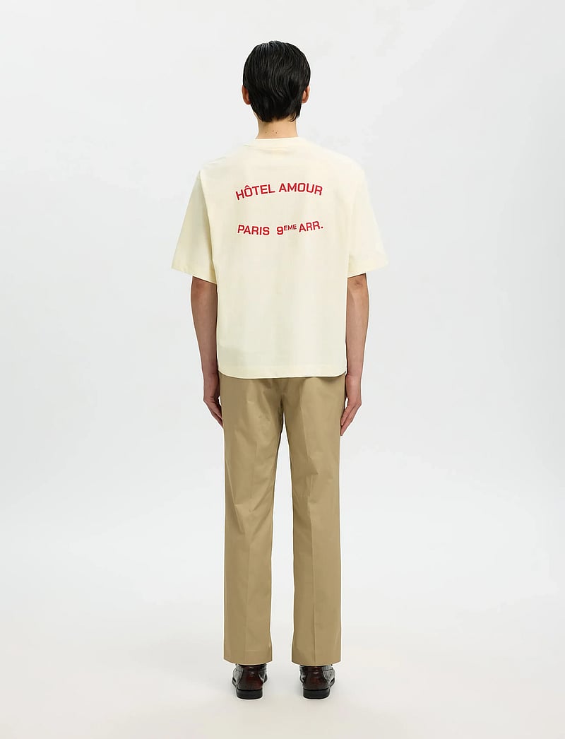 Selected - SLHBOXYLIAM SS O-NECK TEE HOTEL AMOUR - kurzärmelig - egret - 2