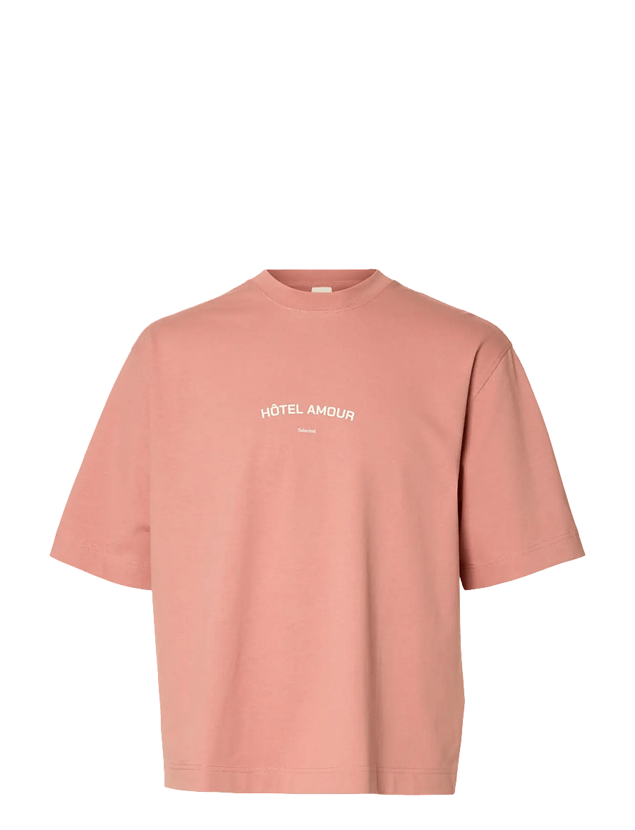 Selected - SLHBOXYLIAM SS O-NECK TEE HOTEL AMOUR - kurzärmelige t-shirts - rose dawn - 1