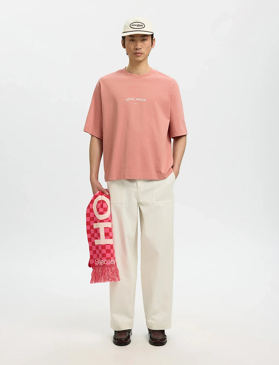 Selected - SLHBOXYLIAM SS O-NECK TEE HOTEL AMOUR - kurzärmelige t-shirts - rose dawn - 3