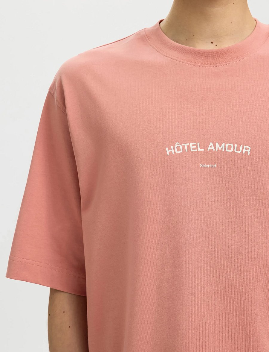 Selected - SLHBOXYLIAM SS O-NECK TEE HOTEL AMOUR - kurzärmelige t-shirts - rose dawn - 4