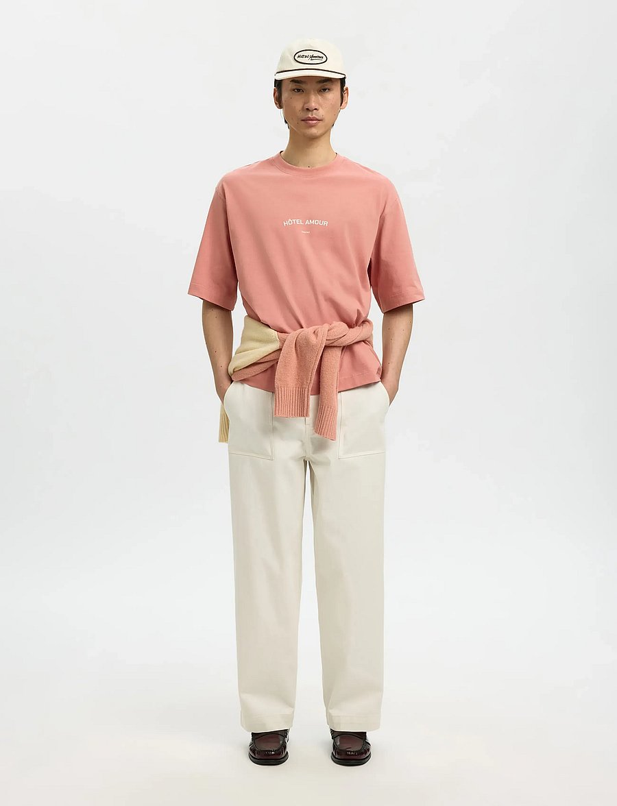 Selected - SLHBOXYLIAM SS O-NECK TEE HOTEL AMOUR - kurzärmelige t-shirts - rose dawn - 5