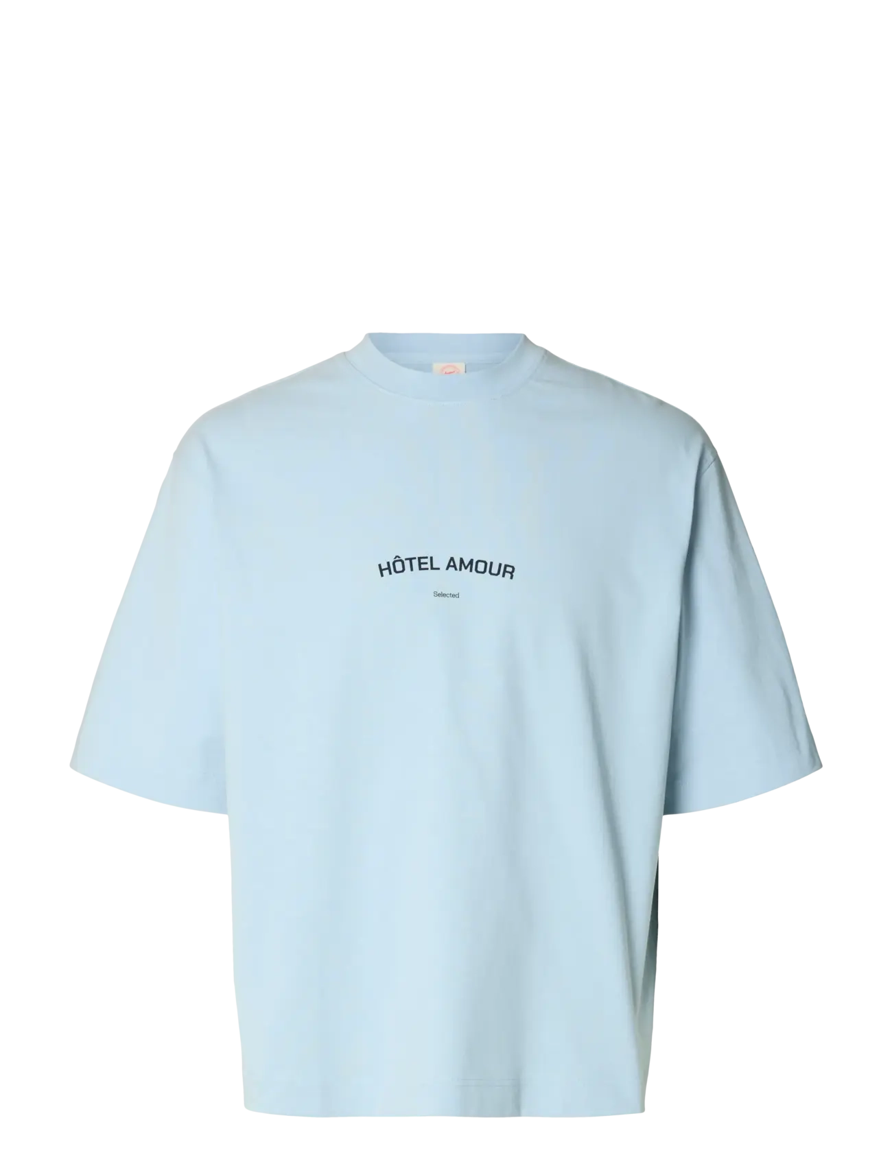 Selected SLHBOXYLIAM SS O-NECK TEE HOTEL AMOUR - T-shirts - SKYWAY / blue