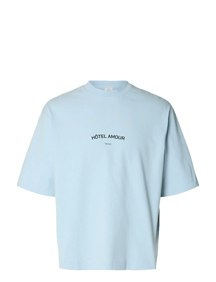 Selected - SLHBOXYLIAM SS O-NECK TEE HOTEL AMOUR - kurzärmelige t-shirts - skyway - 1