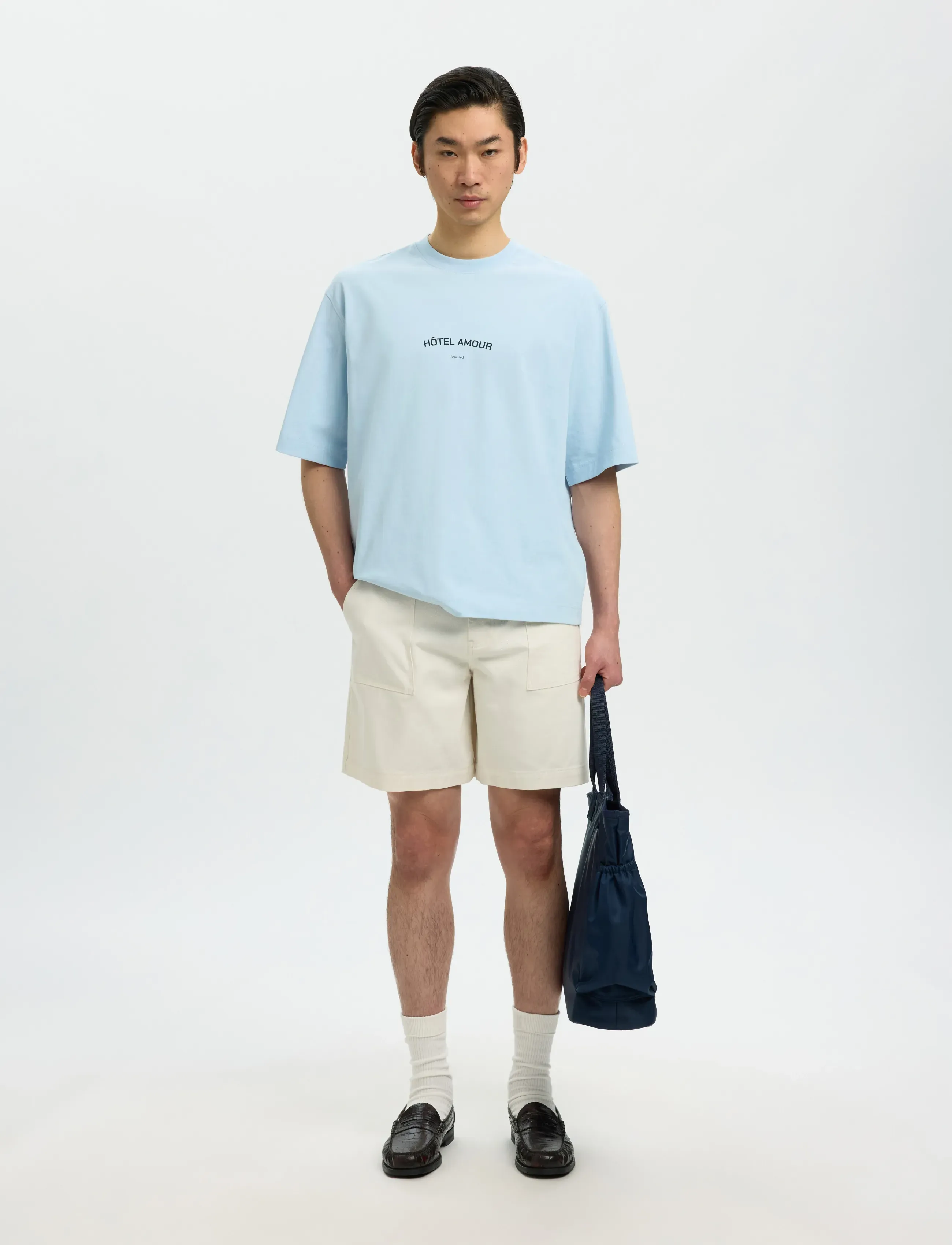 Selected - SLHBOXYLIAM SS O-NECK TEE HOTEL AMOUR - kortærmede t-shirts - skyway - 3