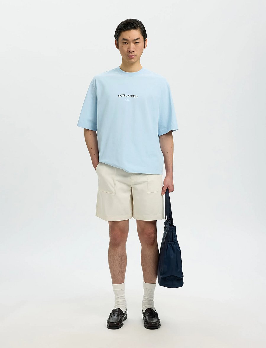 Selected - SLHBOXYLIAM SS O-NECK TEE HOTEL AMOUR - kurzärmelige t-shirts - skyway - 3