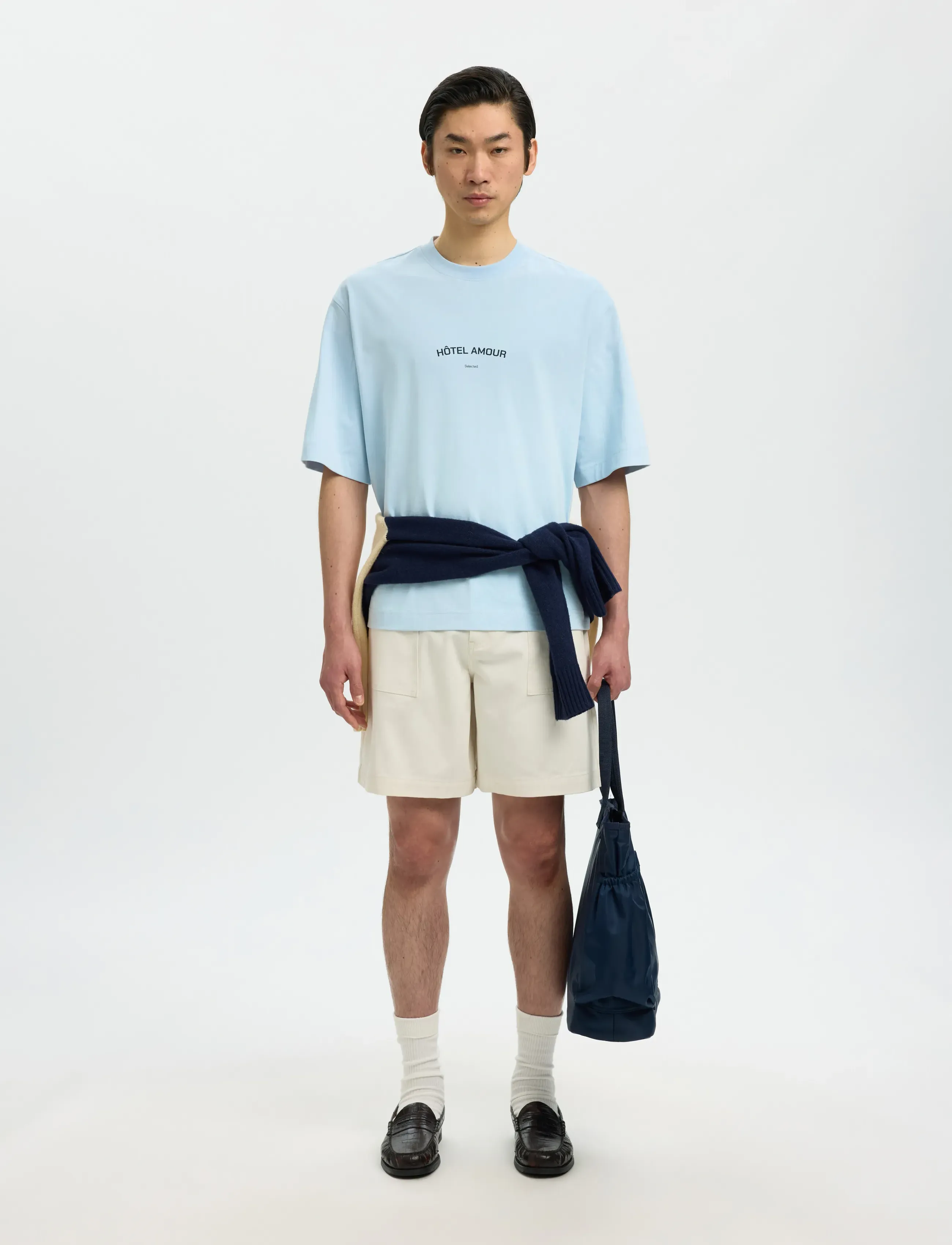 Selected - SLHBOXYLIAM SS O-NECK TEE HOTEL AMOUR - kortærmede t-shirts - skyway - 5