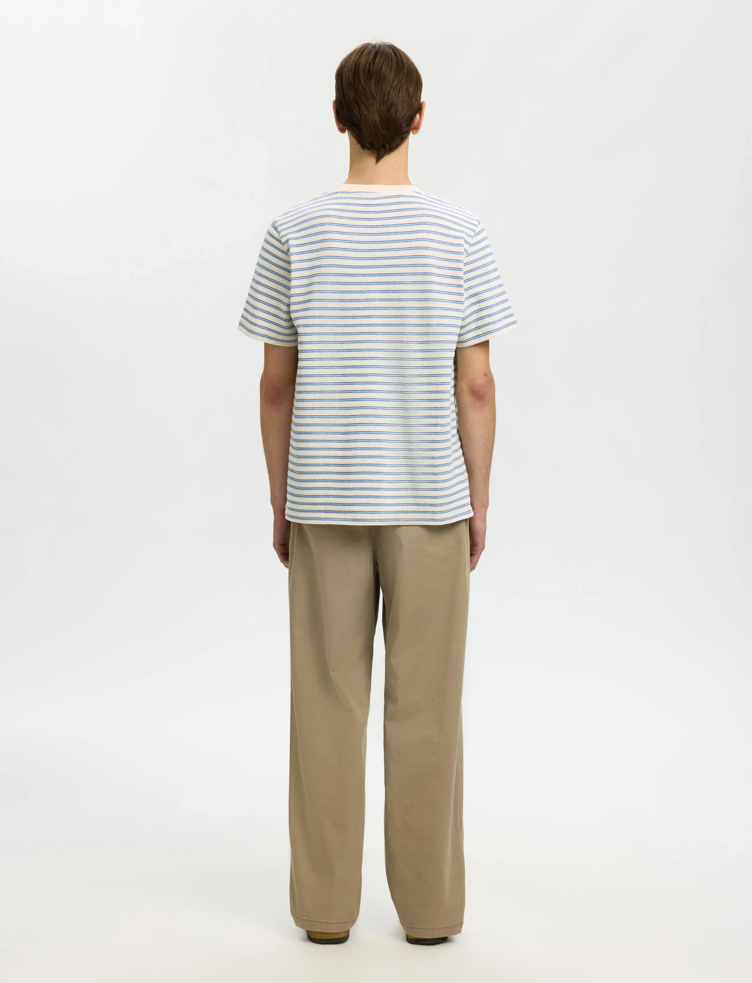 Selected - SLHKEVIN STRIPE SS O-NECK TEE - kurzärmelig - egret - 2