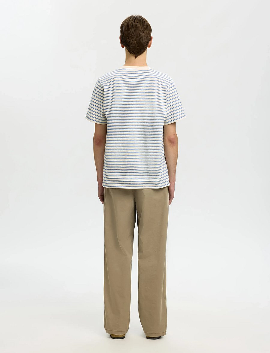 Selected - SLHKEVIN STRIPE SS O-NECK TEE - short-sleeved t-shirts - egret - 2