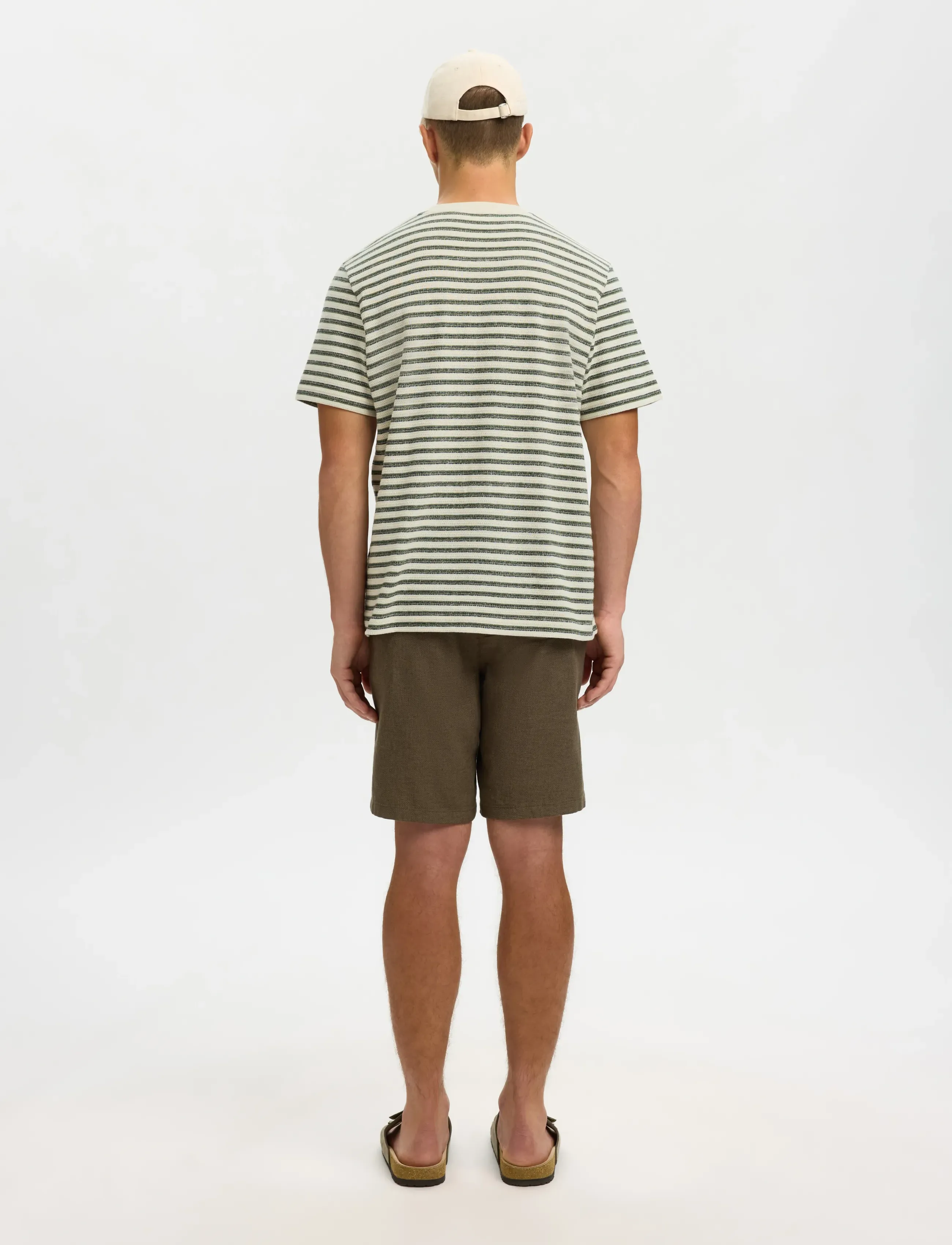 Selected - SLHKEVIN STRIPE SS O-NECK TEE - kortærmede t-shirts - egret - 2
