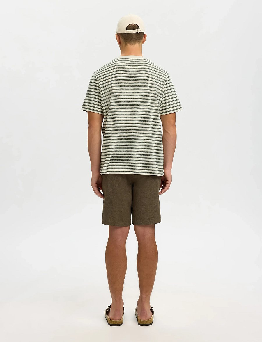 Selected - SLHKEVIN STRIPE SS O-NECK TEE - kurzärmelige t-shirts - egret - 2