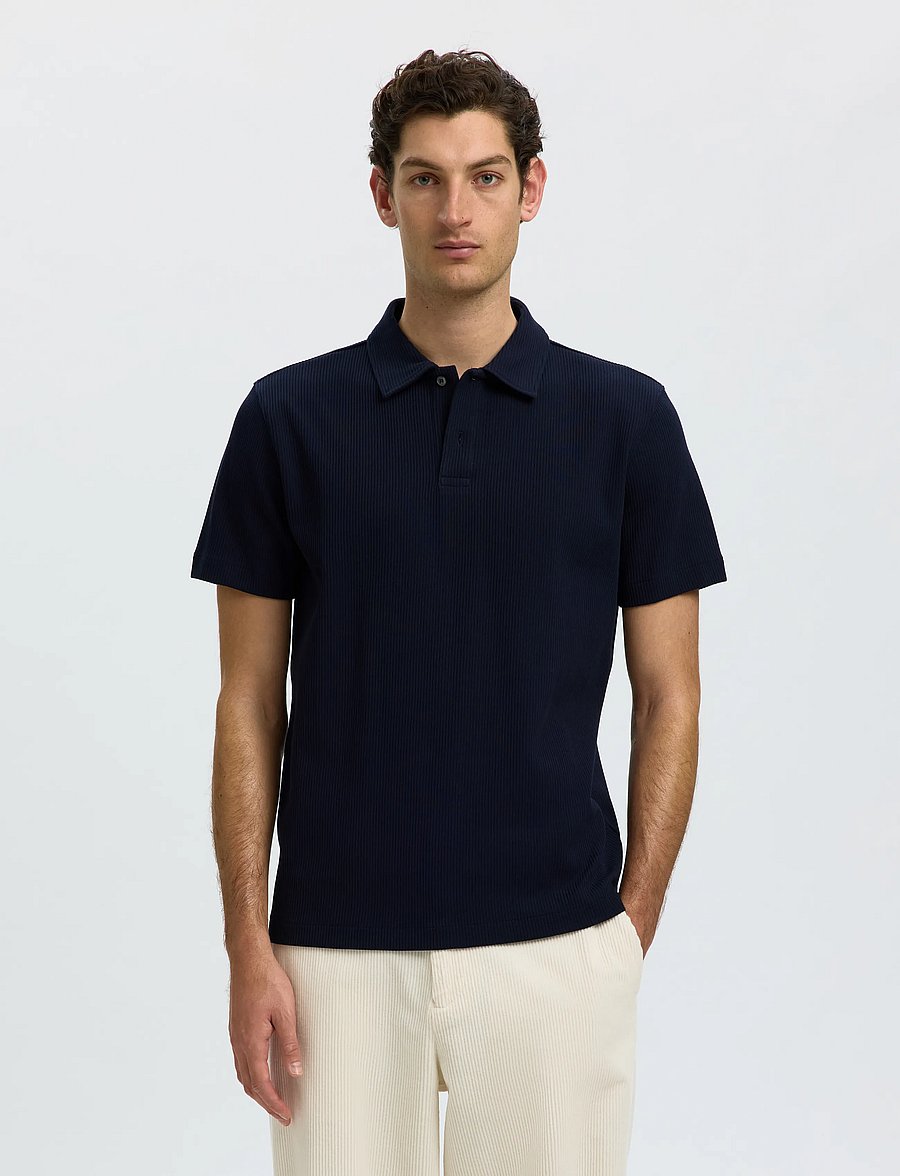 Selected - SLMNOX RIB SS POLO - langärmlige strick-polohemden - sky captain - 0