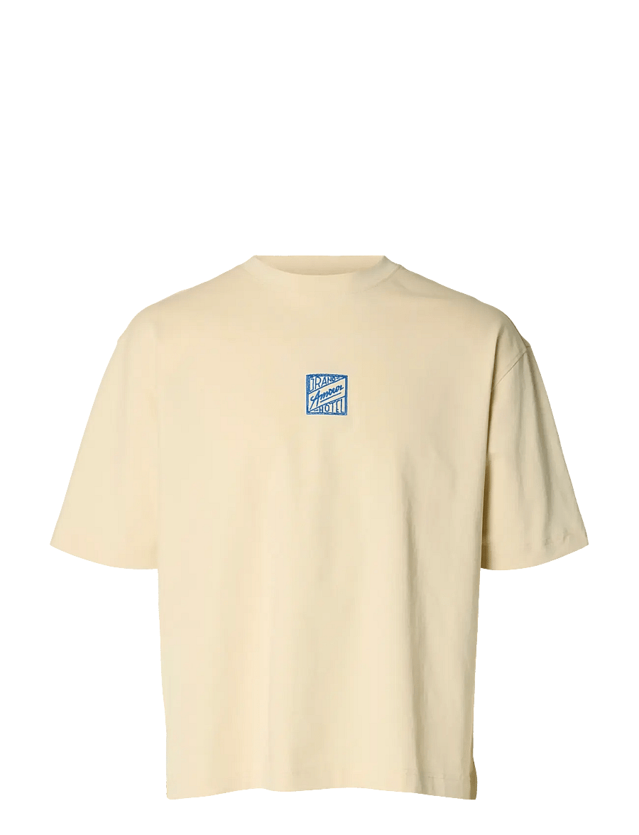Selected - SLHRELAXBROCK SS TEE HOTEL AMOUR - kortärmade t-shirts - angora - 1