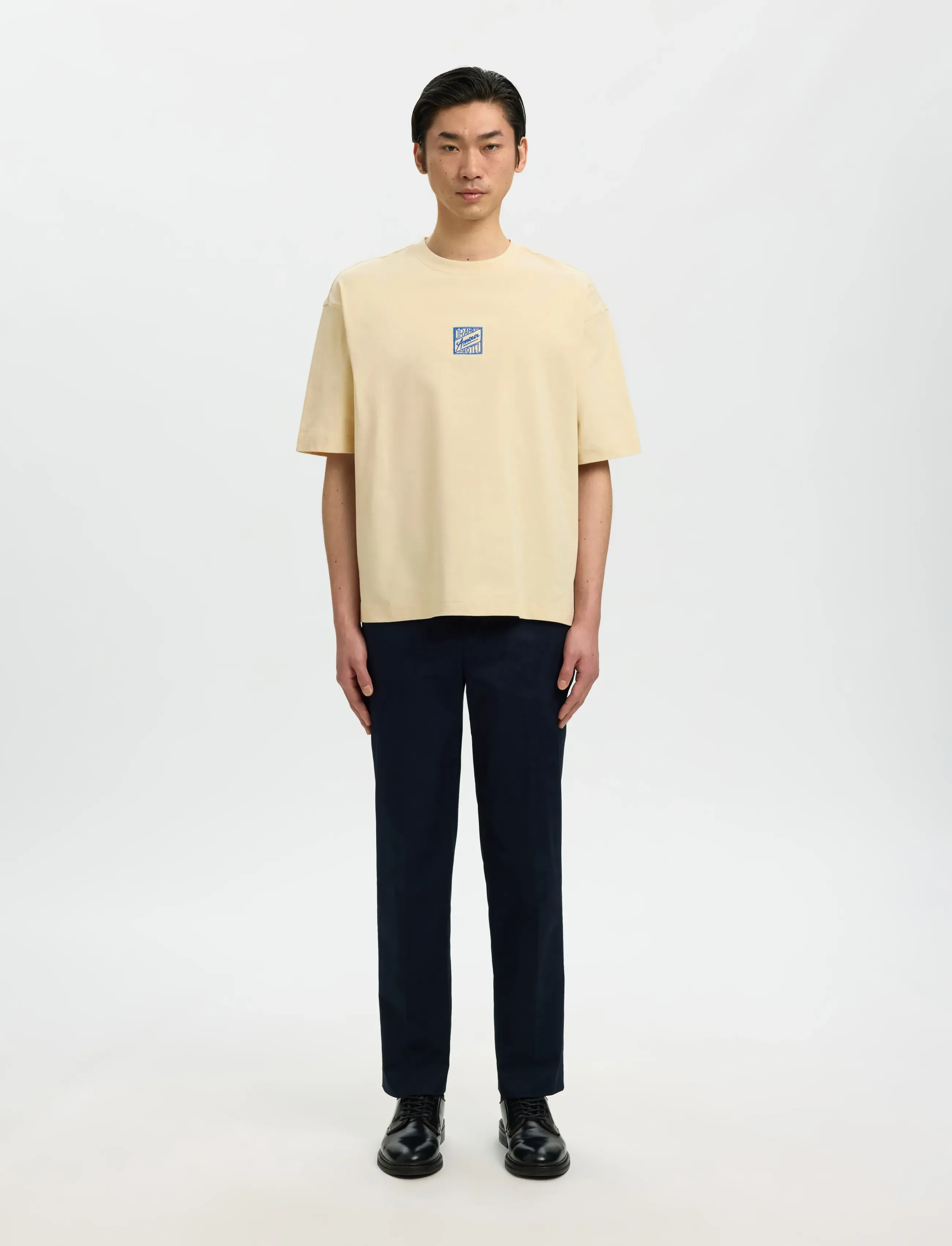 Selected - SLHRELAXBROCK SS TEE HOTEL AMOUR - korte mouwen - angora - 3
