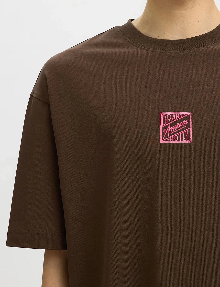 Selected - SLHRELAXBROCK SS TEE HOTEL AMOUR - kortärmade t-shirts - delicioso - 4