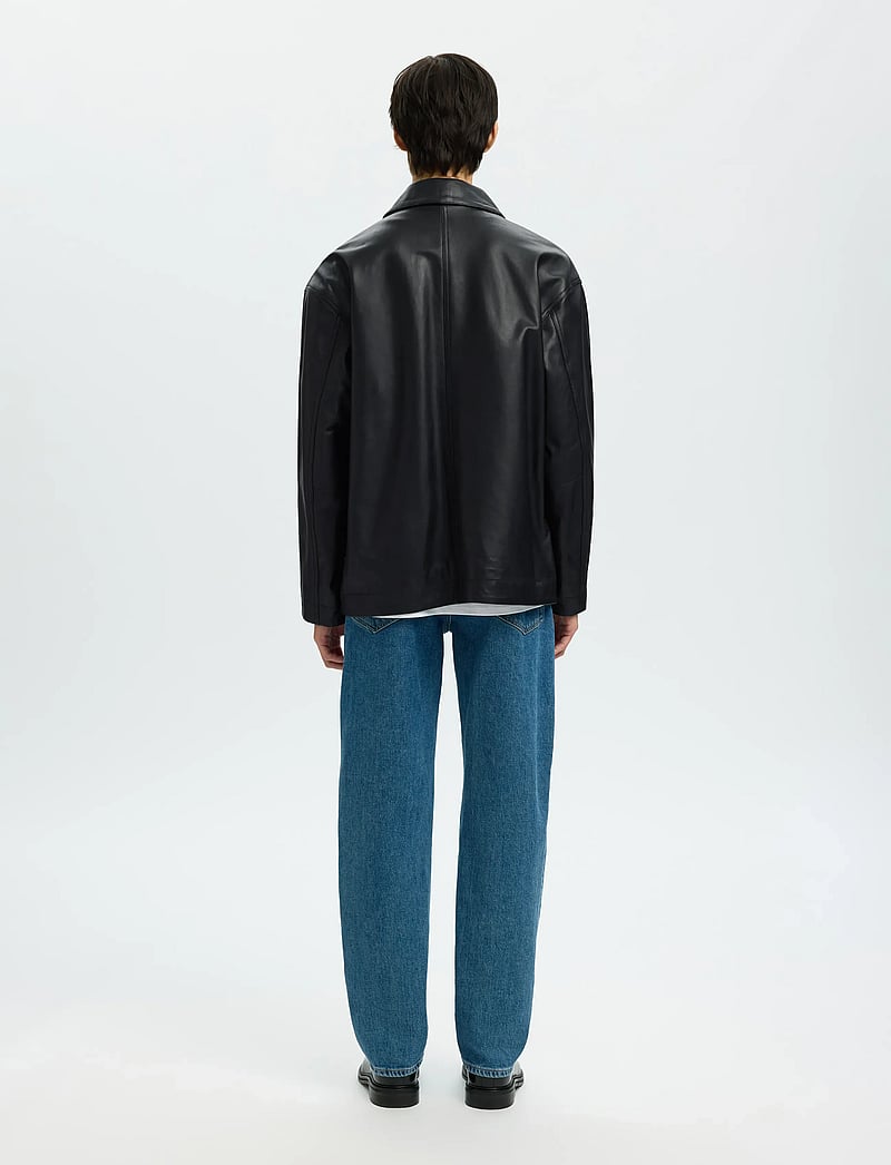 Selected - SLHCARL LEATHER JKT - forårsjakker - black - 2