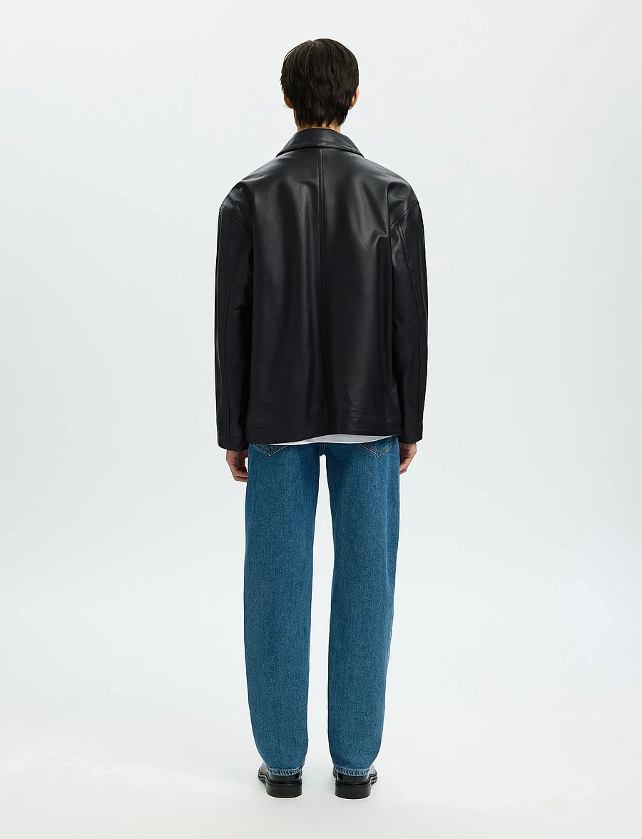 Selected - SLHCARL LEATHER JKT - frühlingsjacken - black - 2