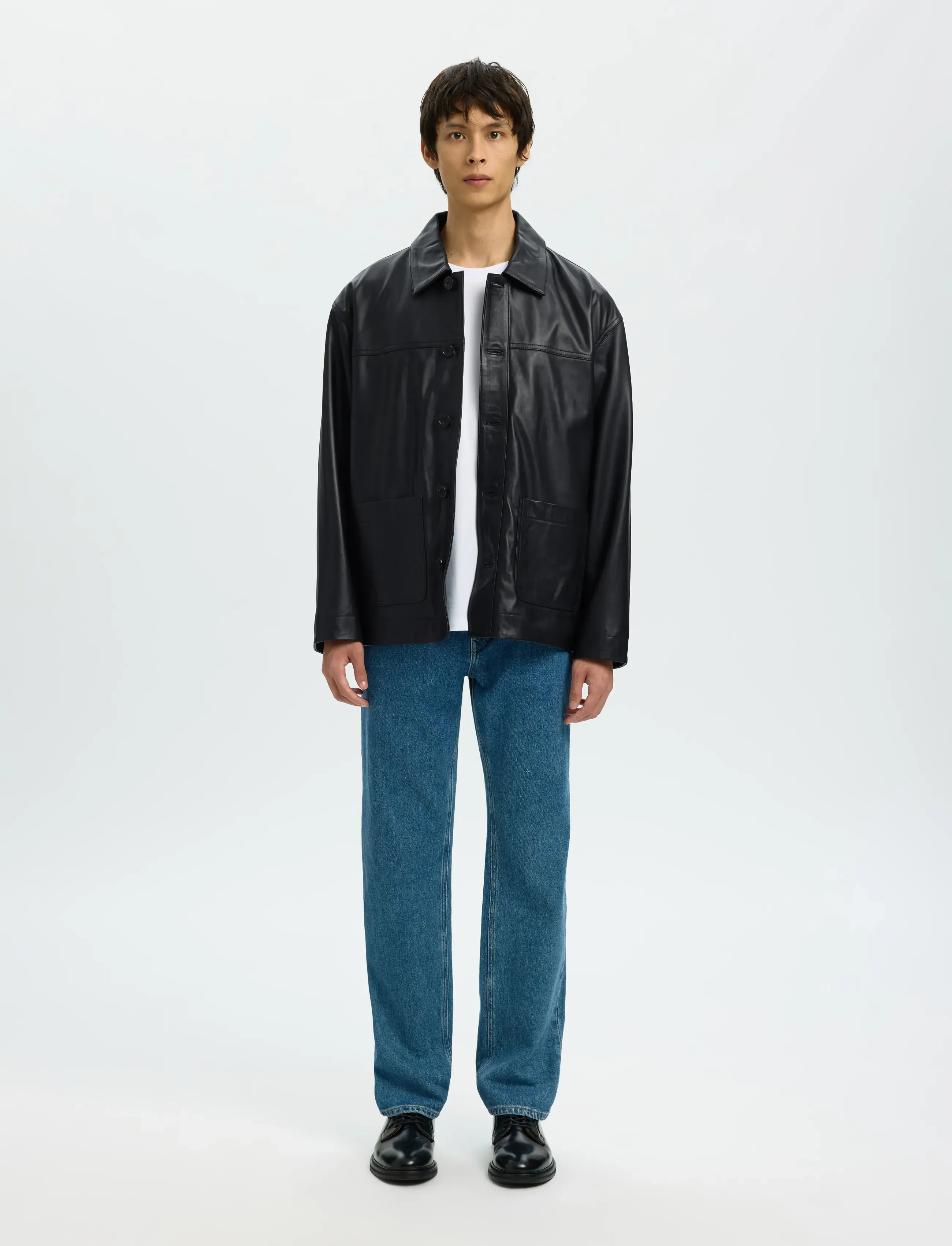 Selected - SLHCARL LEATHER JKT - frühlingsjacken - black - 3