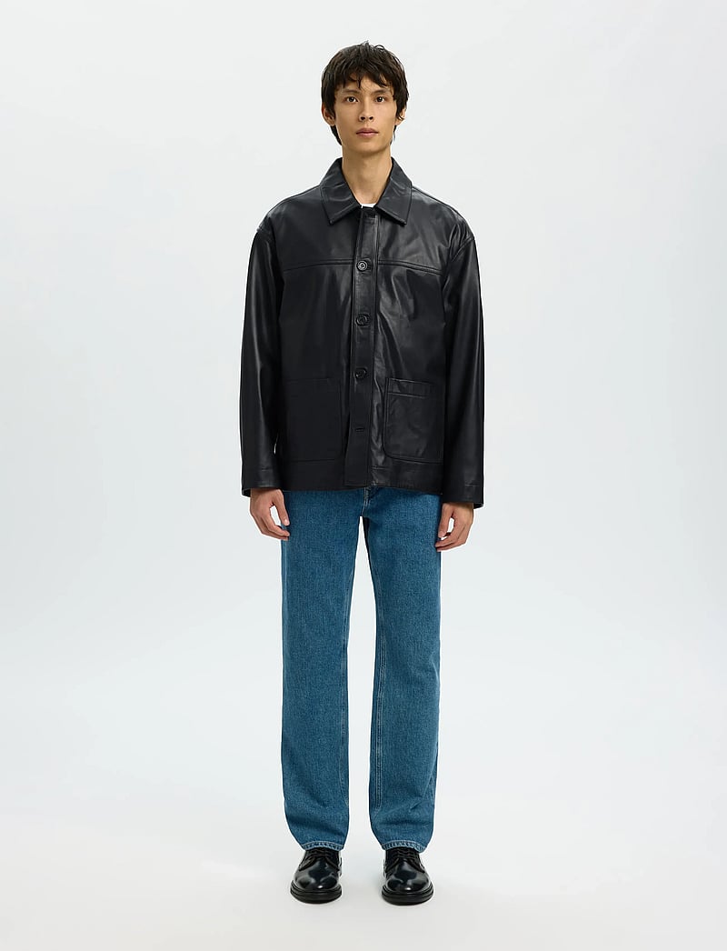Selected - SLHCARL LEATHER JKT - forårsjakker - black - 4
