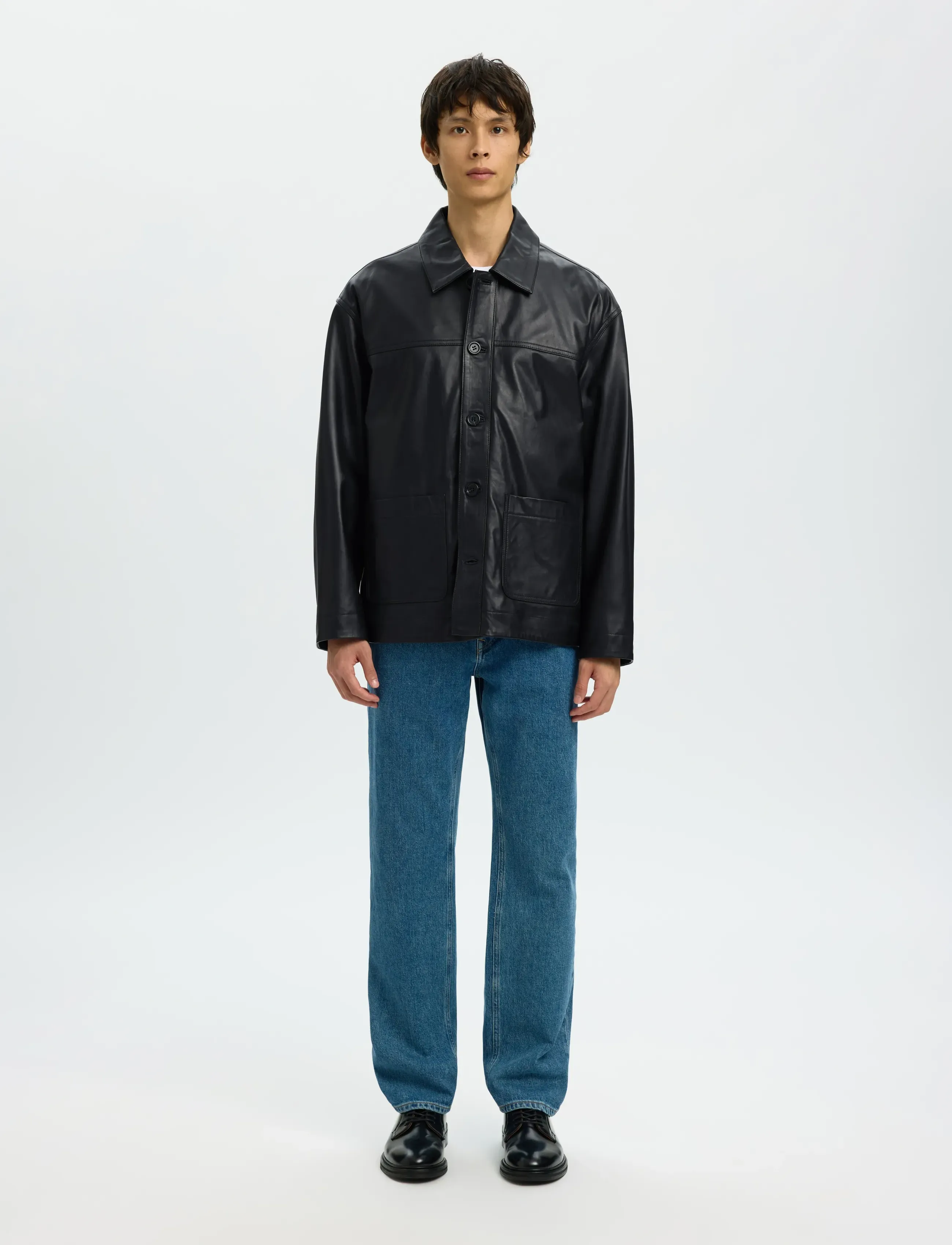 Selected - SLHCARL LEATHER JKT - frühlingsjacken - black - 4