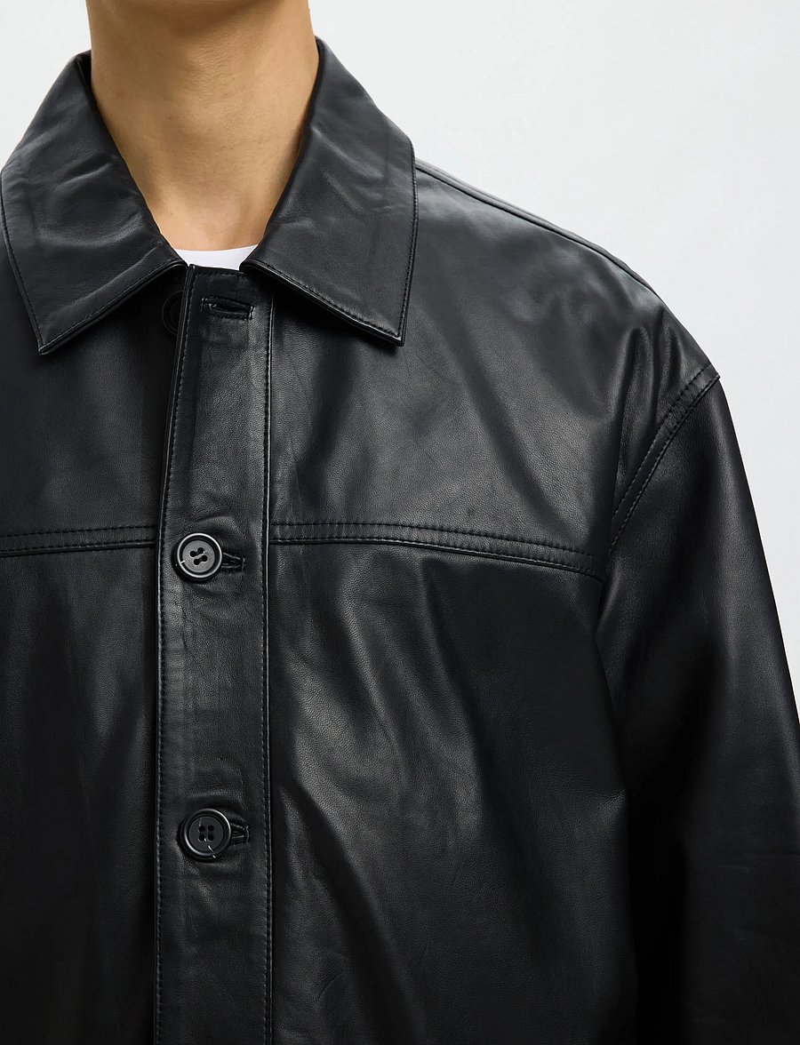 Selected - SLHCARL LEATHER JKT - frühlingsjacken - black - 5