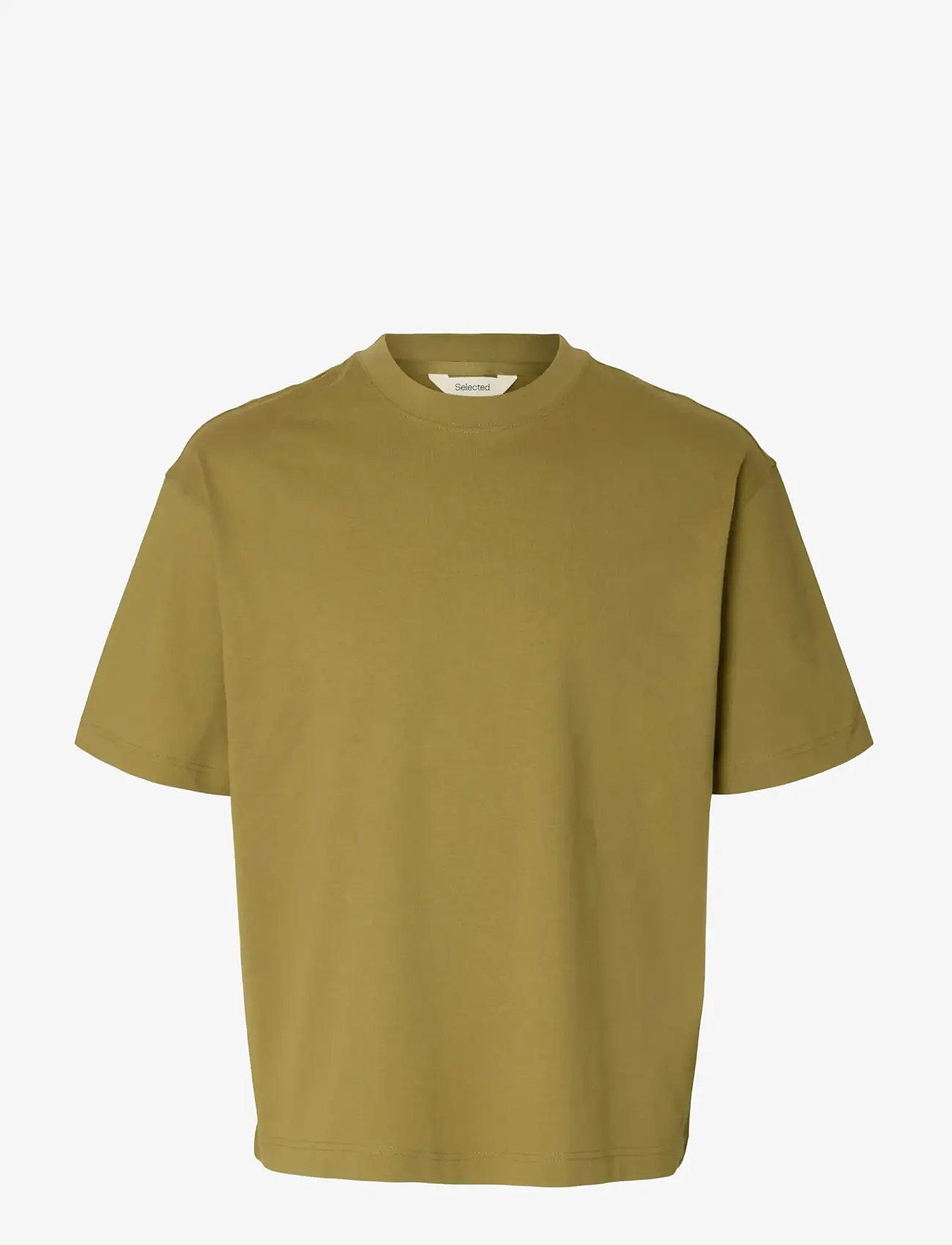 Selected - SLHRELAXNORMAN SS O-NECK TEE - kortärmade t-shirts - dried herb - 1