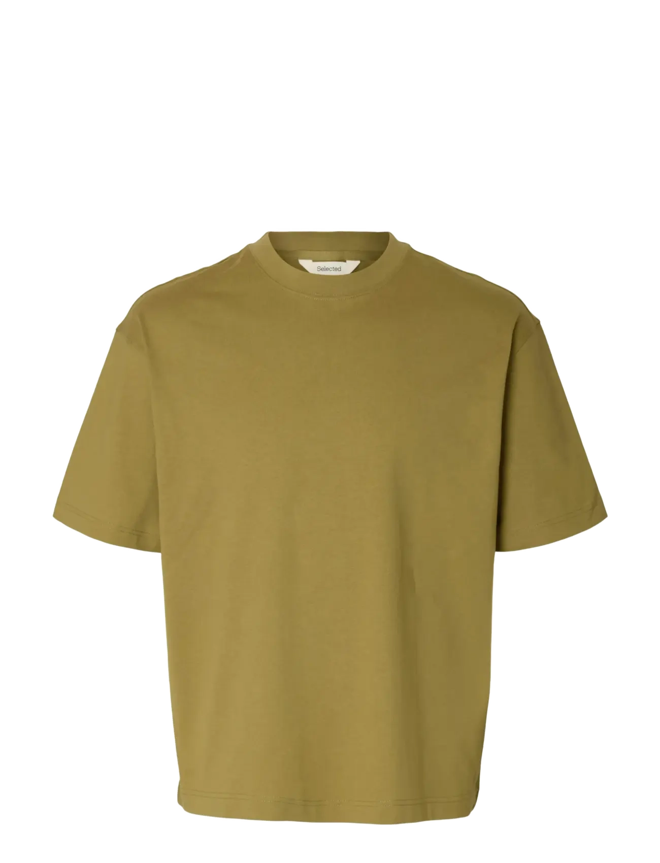 Selected SLHRELAXNORMAN SS O-NECK TEE - T-shirts - DRIED HERB / khaki/green