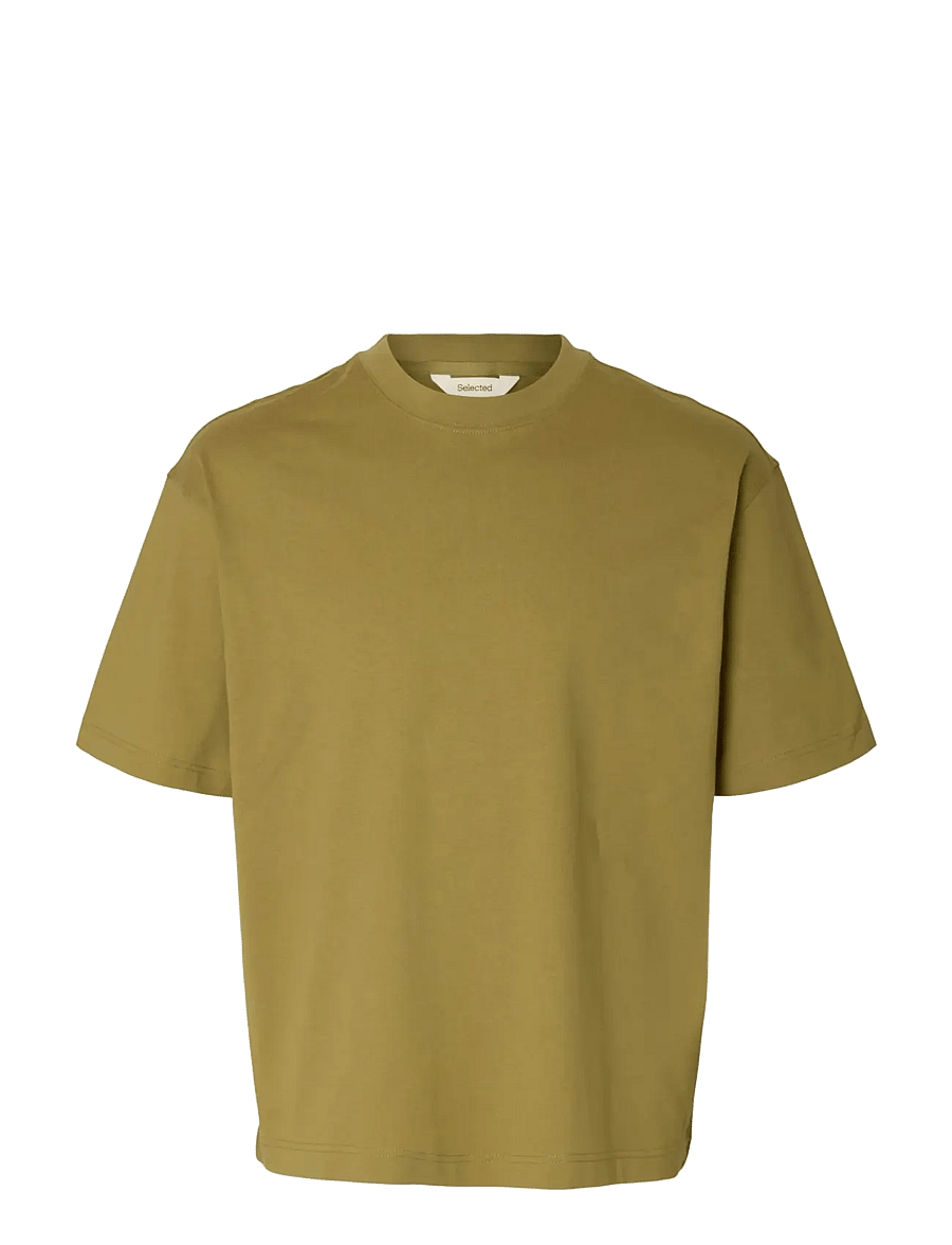Selected - SLHRELAXNORMAN SS O-NECK TEE - kurzärmelige t-shirts - dried herb - 1