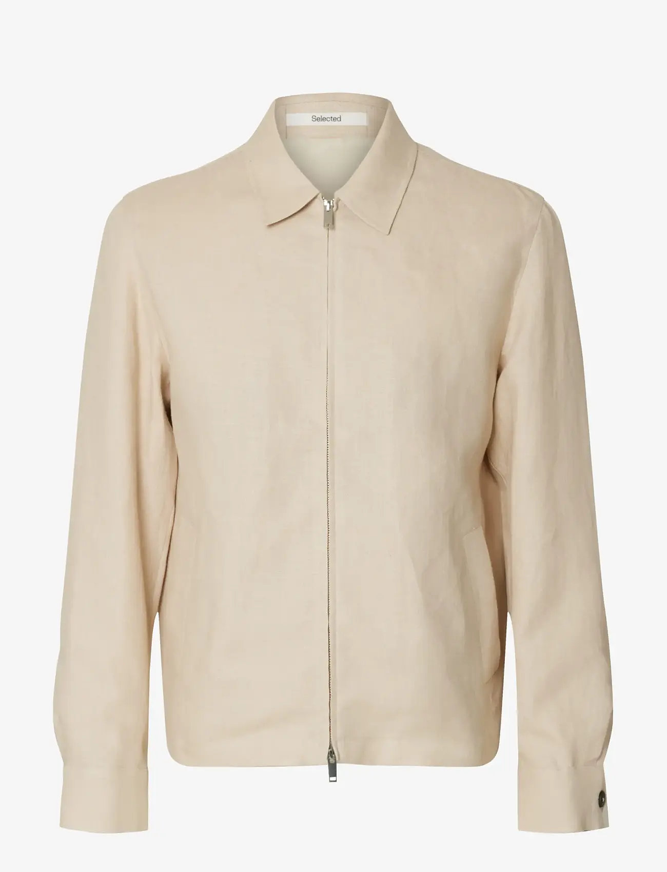 Selected - SLHREG-BAIRD LINEN ZIP JACKET - kevadjoped - beach sand - 1