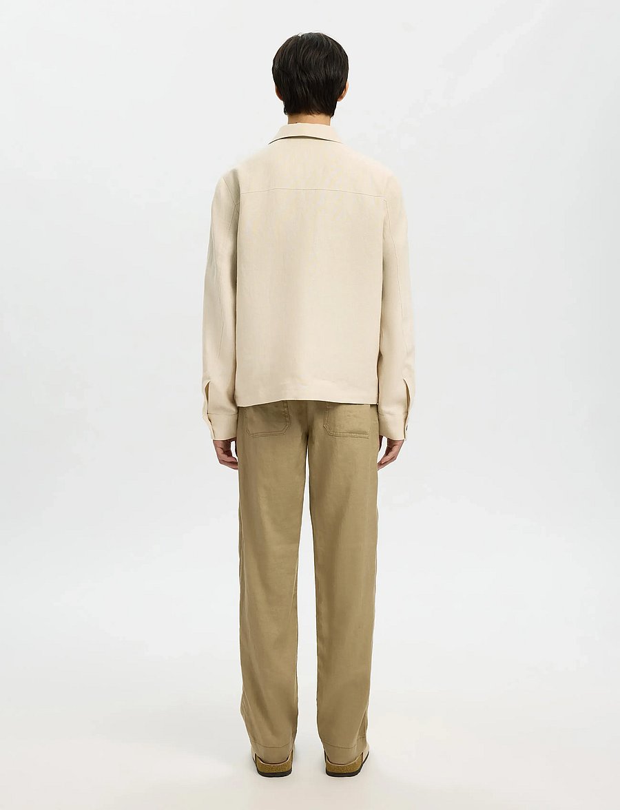 Selected - SLHREG-BAIRD LINEN ZIP JACKET - rudeninės striukės - beach sand - 2