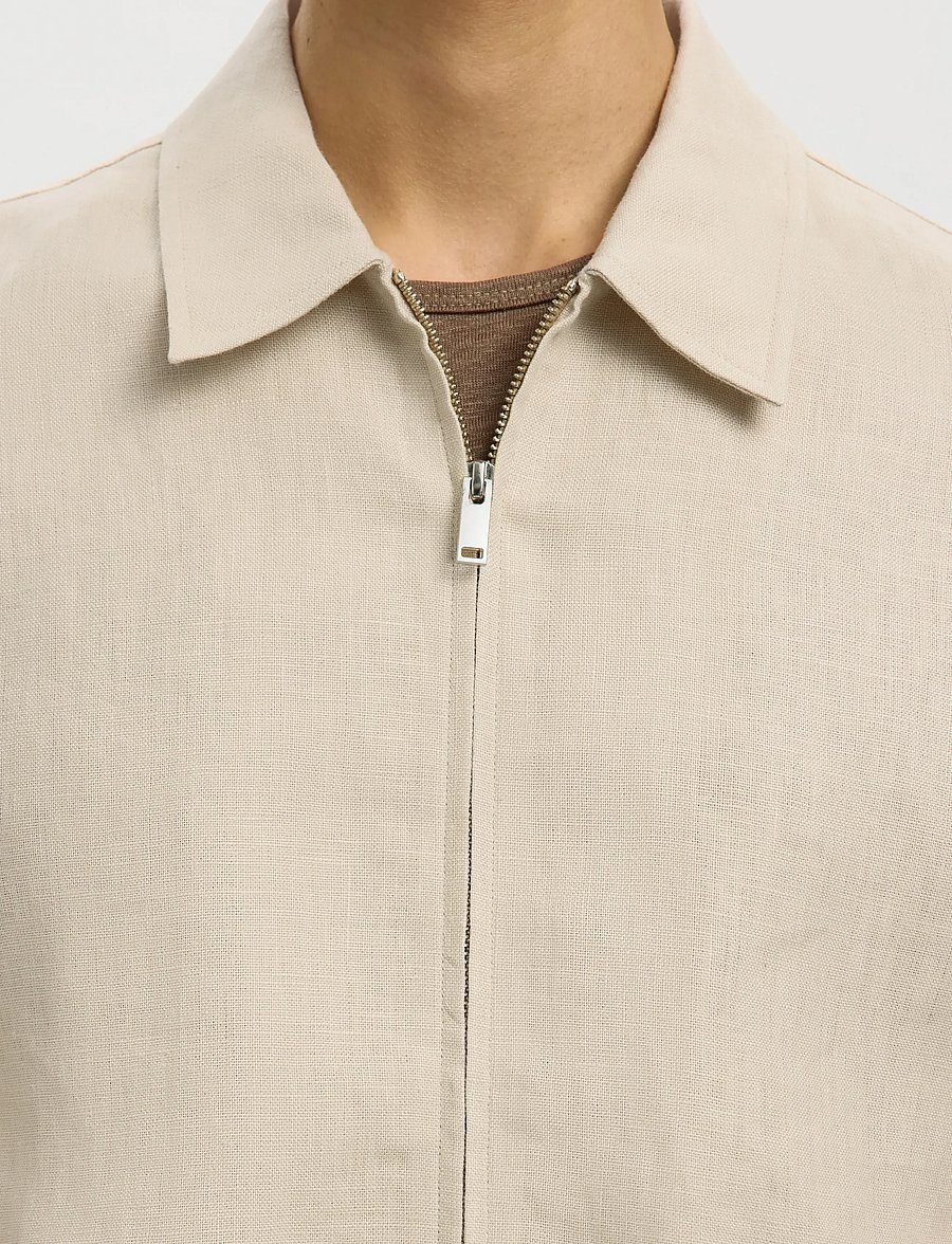 Selected - SLHREG-BAIRD LINEN ZIP JACKET - rudeninės striukės - beach sand - 4